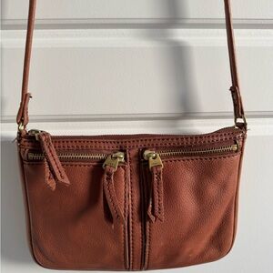 Fossil Tan Leather Crossbody Bag